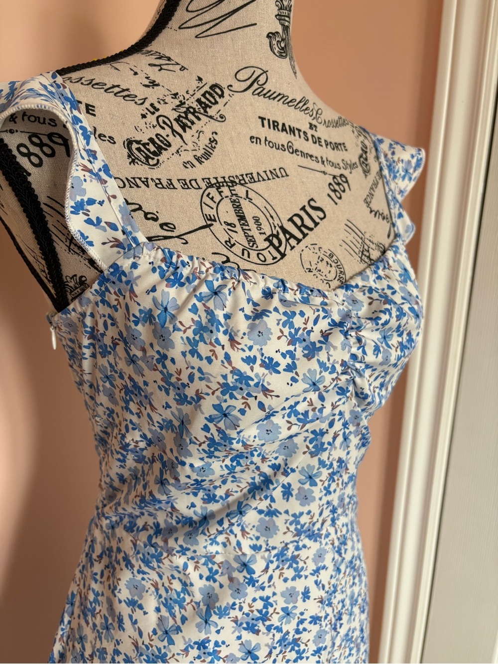 Blue Floral Cap-Sleeve Sundress